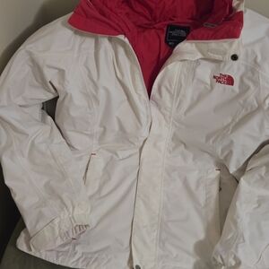 The North Face White Ski Jacket with Pink Lining